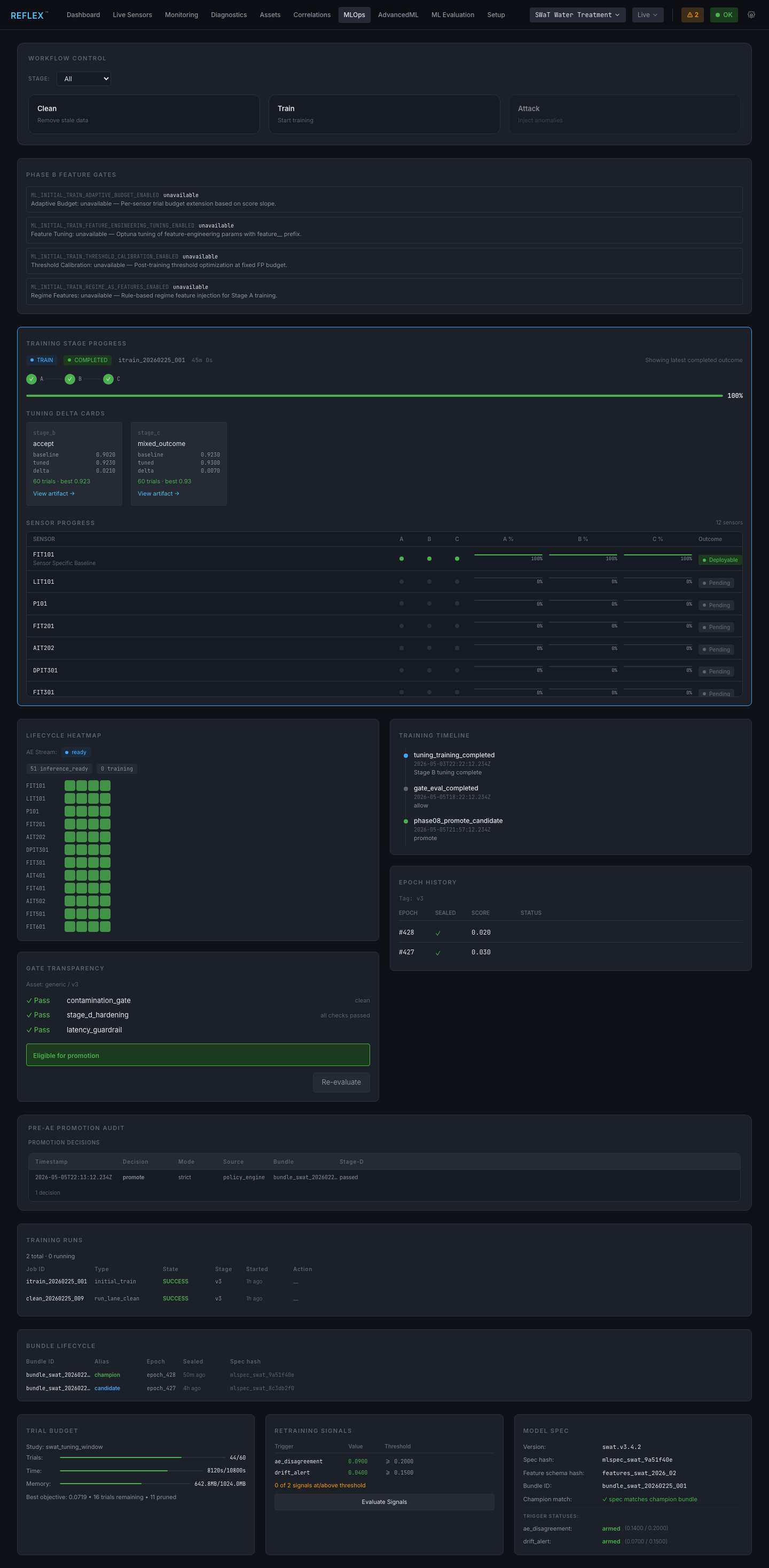 REFLEX ML operations screenshot